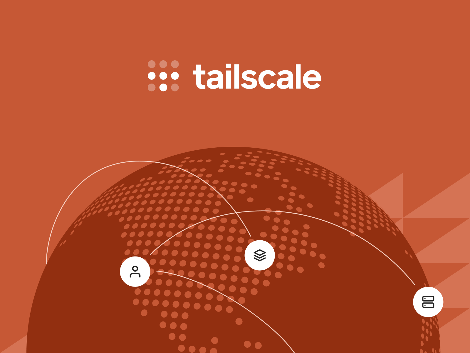 Logo de Tailscale conectando dispositivos en una red.